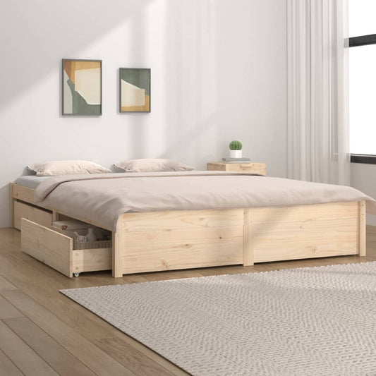 vidaXL Bed Frame with Drawers 140x190 cm