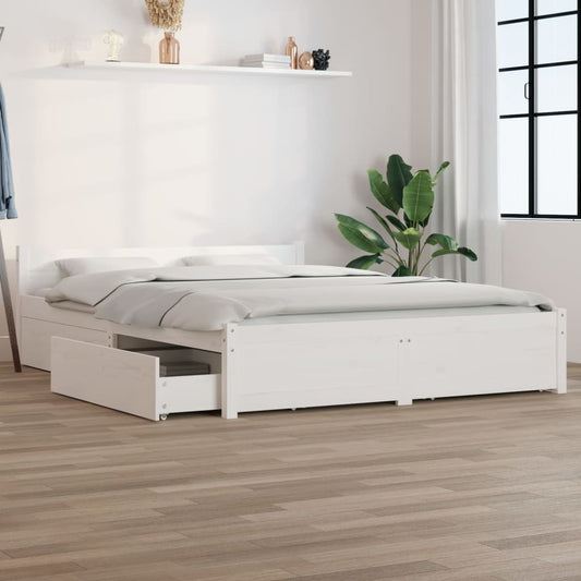 vidaXL Bed Frame with Drawers White 120x200 cm