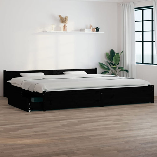 vidaXL Bed Frame with Drawers Black 200x200 cm