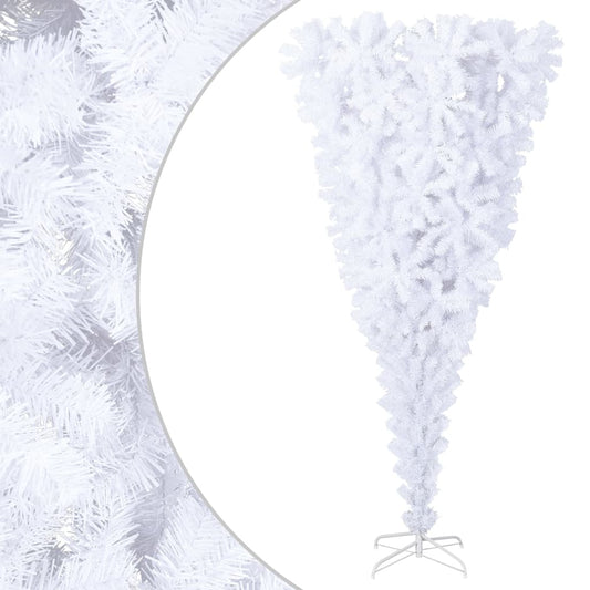vidaXL Upside-down Artificial Christmas Tree with Stand White 240 cm