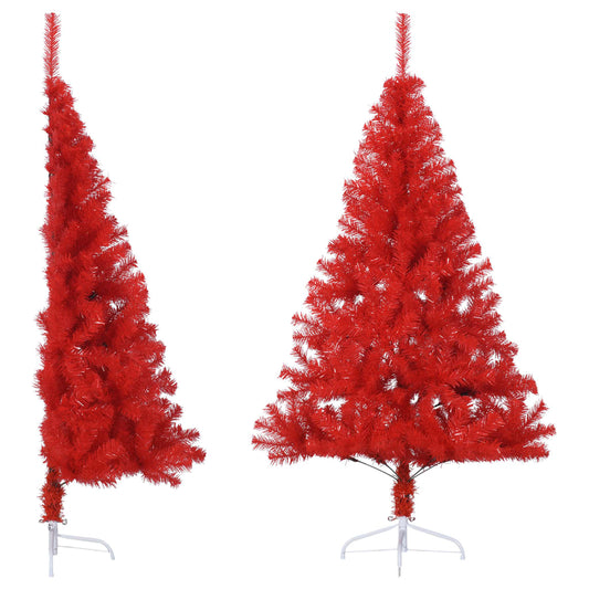 vidaXL Artificial Half Christmas Tree with Stand Red 180 cm PVC