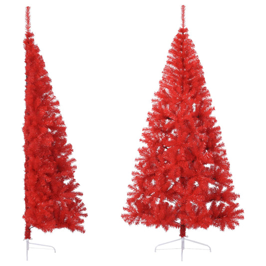 vidaXL Artificial Half Christmas Tree with Stand Red 240 cm PVC