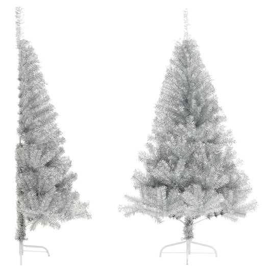 vidaXL Artificial Half Christmas Tree with Stand Silver 120 cm PET