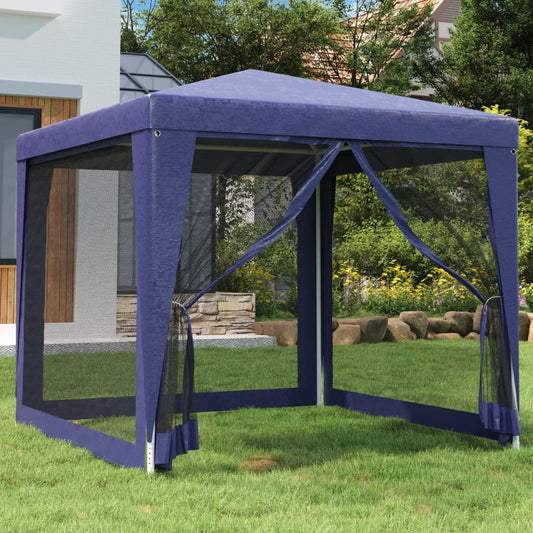 vidaXL Party Tent with 4 Mesh Sidewalls Blue 2.5x2.5 m HDPE