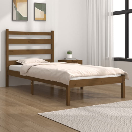 vidaXL Bed Frame Honey Brown Solid Wood Pine 75x190cm Small Single