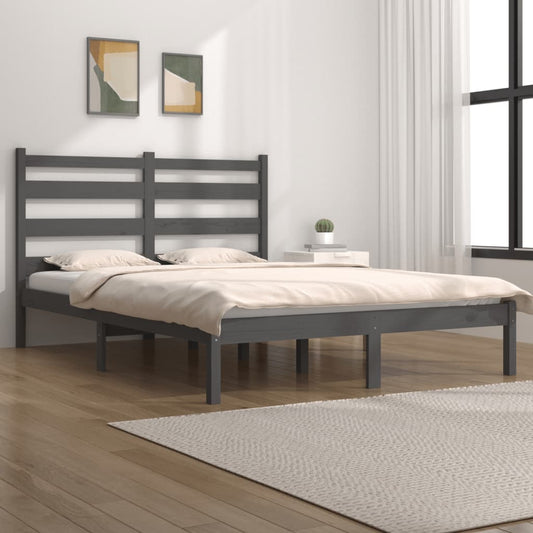 vidaXL Bed Frame Grey Solid Wood Pine 120x190 cm Small Double