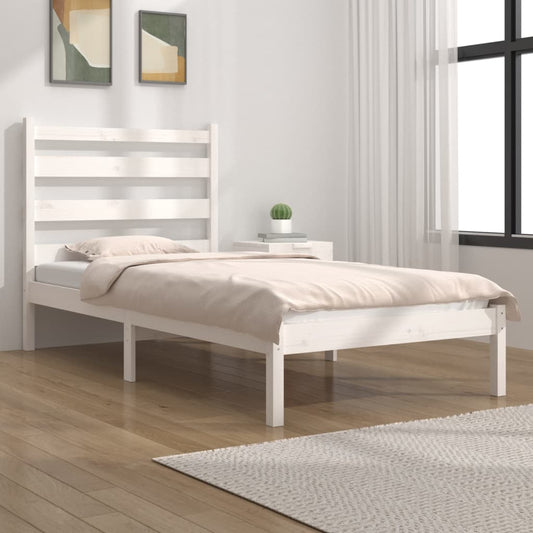 vidaXL Bed Frame White Solid Wood Pine 90x200 cm