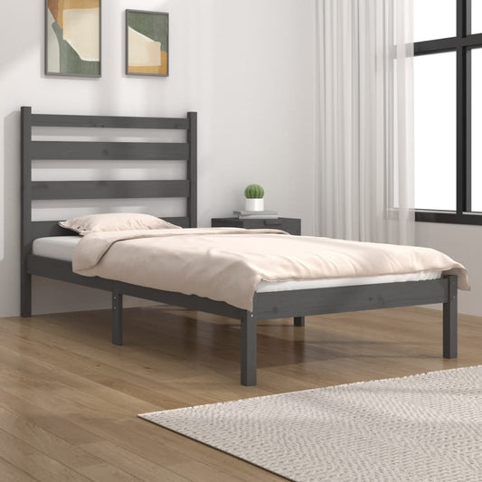 vidaXL Bed Frame Grey Solid Wood Pine 100x200 cm