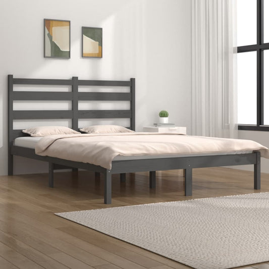 vidaXL Bed Frame Grey Solid Wood Pine 120x200 cm