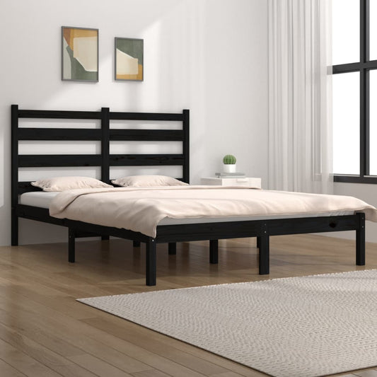 vidaXL Bed Frame Black Solid Wood Pine 160x200 cm