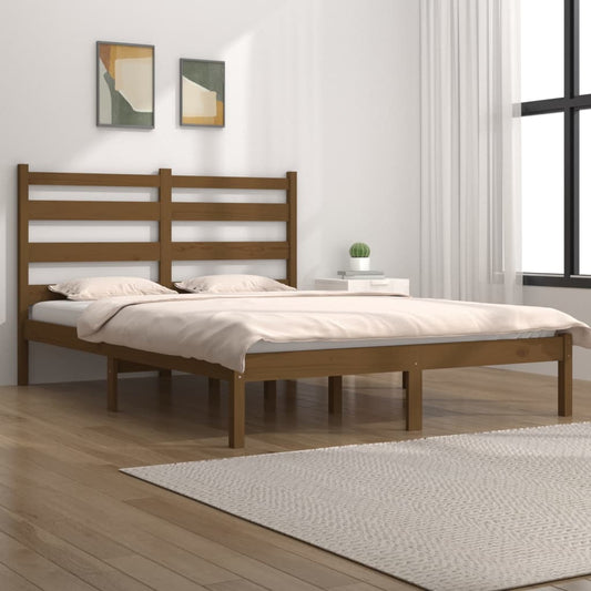 vidaXL Bed Frame Honey Brown Solid Wood Pine 180x200 cm Super King Size
