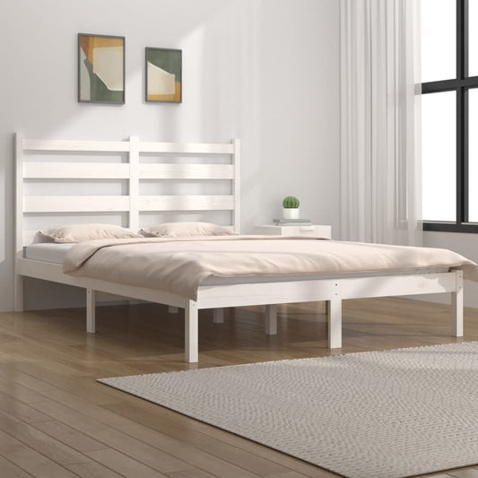 vidaXL Bed Frame White Solid Wood Pine 200x200 cm