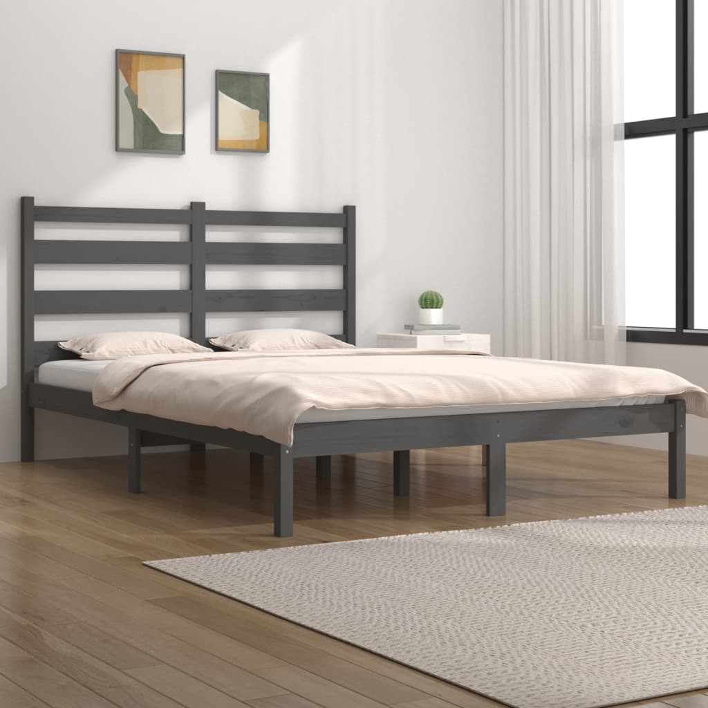 vidaXL Bed Frame Grey Solid Wood Pine 200x200 cm