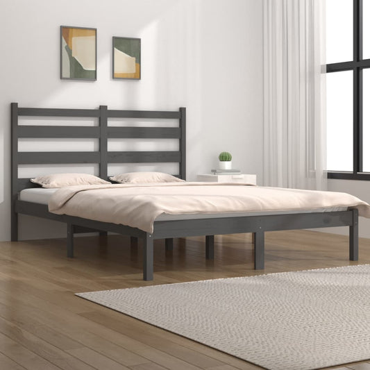 vidaXL Bed Frame Grey Solid Wood Pine 200x200 cm