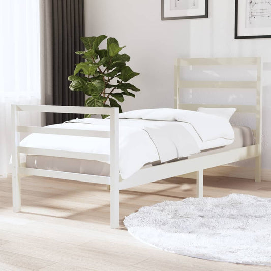 vidaXL Bed Frame White Solid Wood Pine 90x190 cm Single