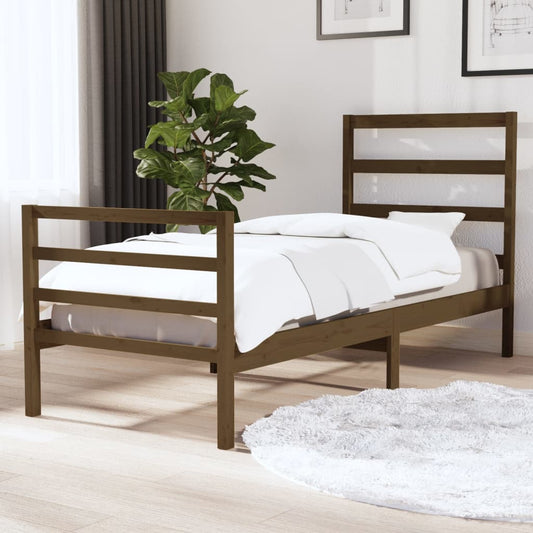 vidaXL Bed Frame Honey Brown Solid Wood Pine 90x190cm Single