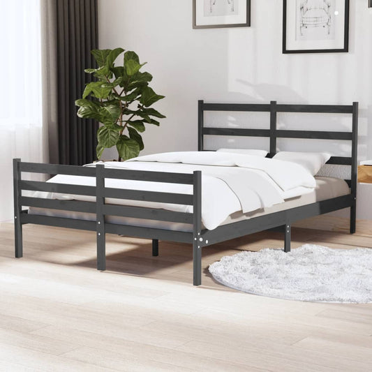 vidaXL Bed Frame Grey Solid Wood Pine 120x190 cm Small Double