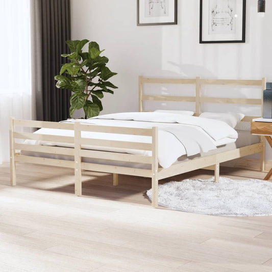vidaXL Bed Frame Solid Wood Pine 135x190 cm Double
