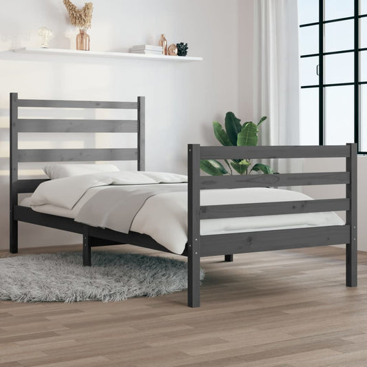 vidaXL Bed Frame Solid Wood Pine 90x200 cm Grey