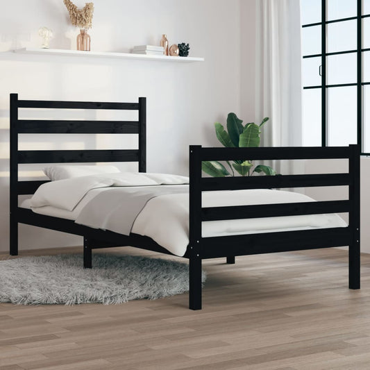 vidaXL Bed Frame Solid Wood Pine 90x200 cm Black