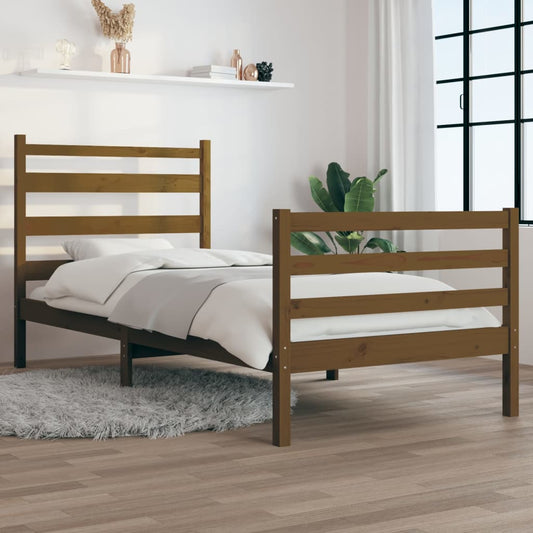 vidaXL Bed Frame Solid Wood Pine 100x200 cm Honey Brown