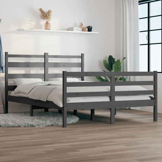 vidaXL Bed Frame Solid Wood Pine 120x200 cm Grey