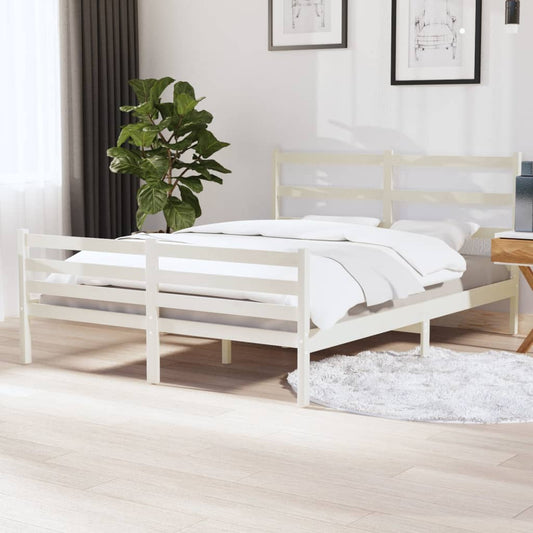 vidaXL Bed Frame White Solid Wood Pine 150x200 cm King Size