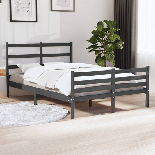 vidaXL Bed Frame Grey Solid Wood Pine 180x200 cm Super King Size