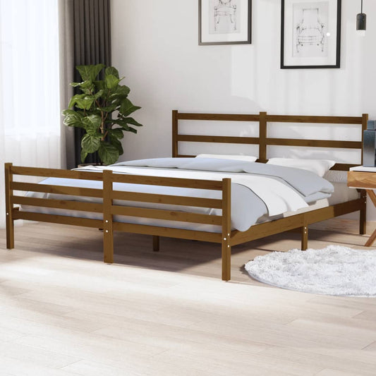 vidaXL Bed Frame Honey Brown Solid Wood Pine 180x200 cm Super King Size