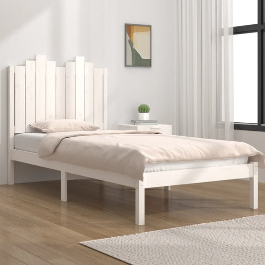 vidaXL Bed Frame White Solid Wood Pine 90x190 cm Single