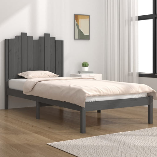 vidaXL Bed Frame Grey Solid Wood Pine 90x200 cm