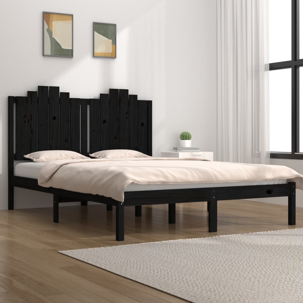 vidaXL Bed Frame Black Solid Wood Pine 120x200 cm