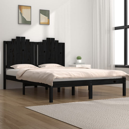 vidaXL Bed Frame Black Solid Wood Pine 140x200 cm