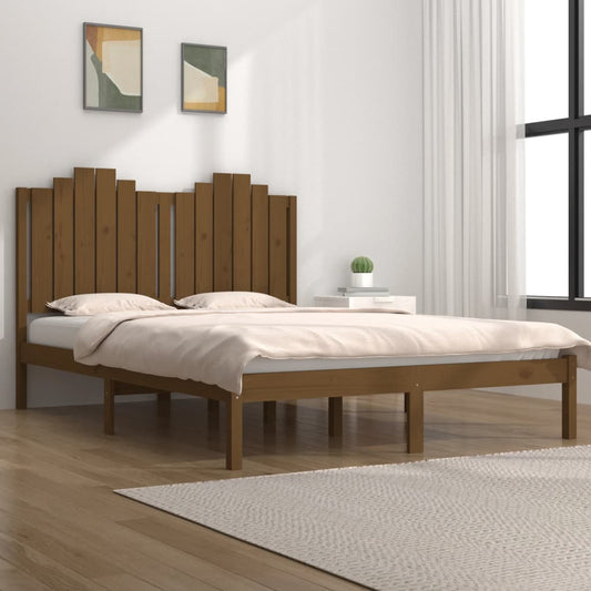 vidaXL Bed Frame Honey Brown Solid Wood Pine 150x200 cm King Size