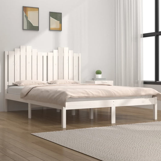 vidaXL Bed Frame White Solid Wood Pine 200x200 cm