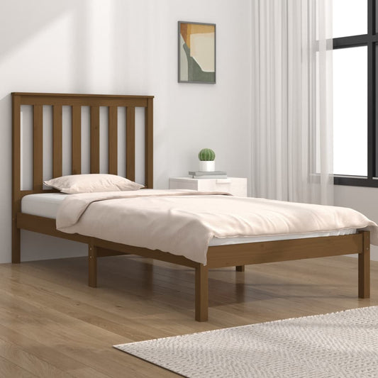 vidaXL Bed Frame Honey Brown Solid Wood Pine 90x200 cm