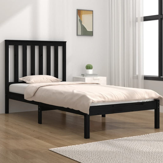 vidaXL Bed Frame Black Solid Wood Pine 100x200 cm