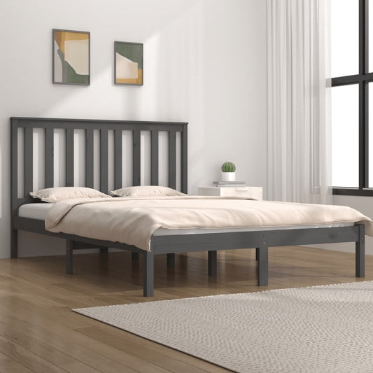 vidaXL Bed Frame Grey Solid Wood Pine 120x200 cm