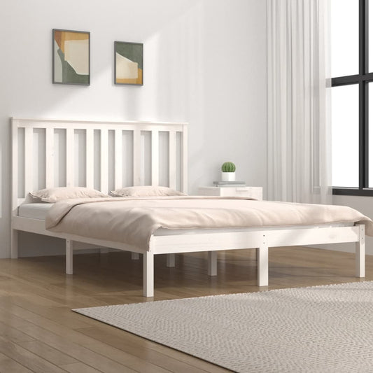vidaXL Bed Frame White Solid Wood Pine 140x200 cm
