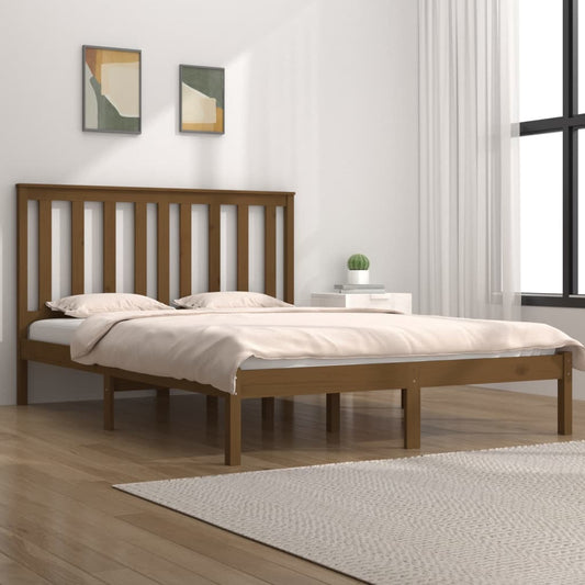 vidaXL Bed Frame Honey Brown Solid Wood Pine 140x200 cm
