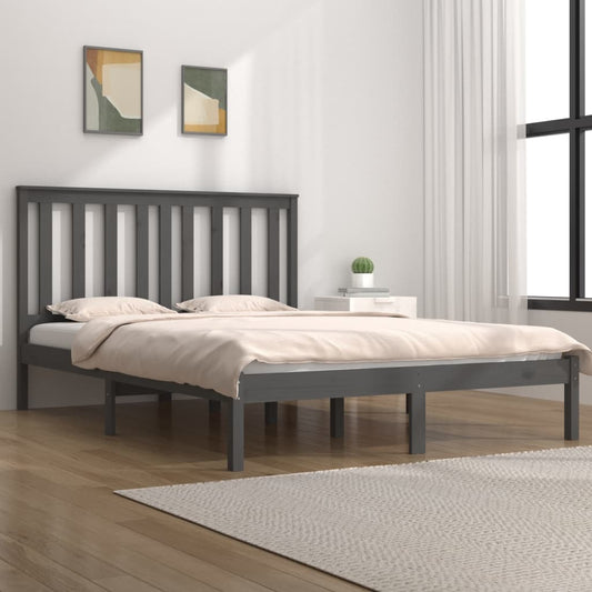 vidaXL Bed Frame Grey Solid Wood Pine 200x200 cm