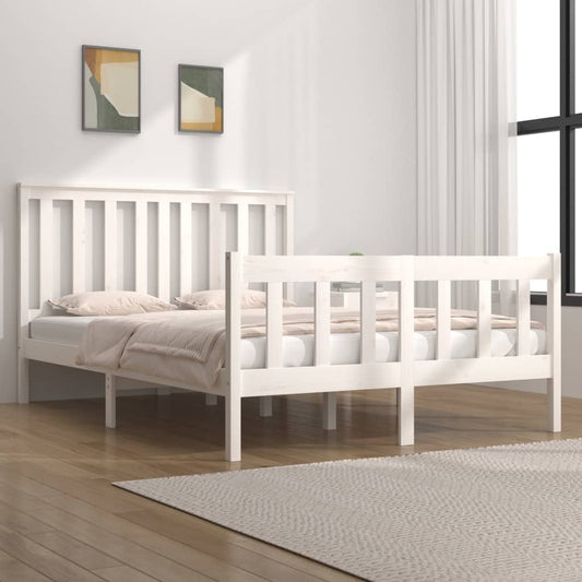 vidaXL Bed Frame White Solid Wood Pine 140x190 cm