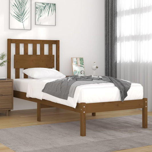 vidaXL Bed Frame Honey Brown Solid Wood Pine 75x190cm Small Single