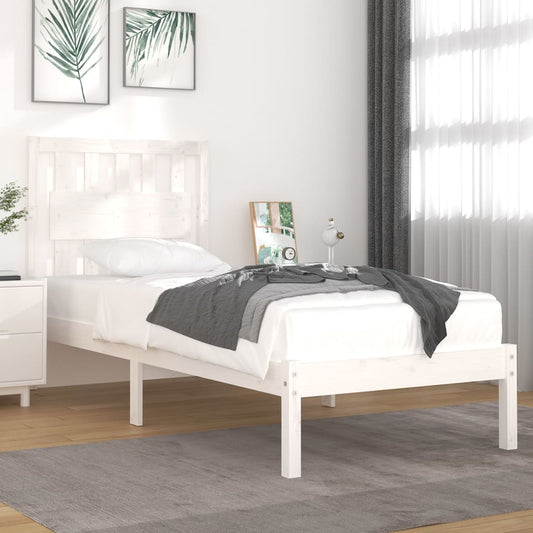 vidaXL Bed Frame White Solid Wood Pine 90x190 cm Single