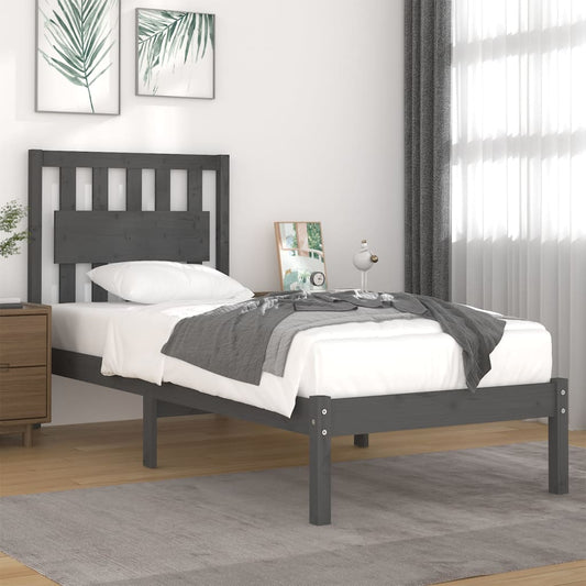 vidaXL Bed Frame Grey Solid Wood Pine 90x200 cm