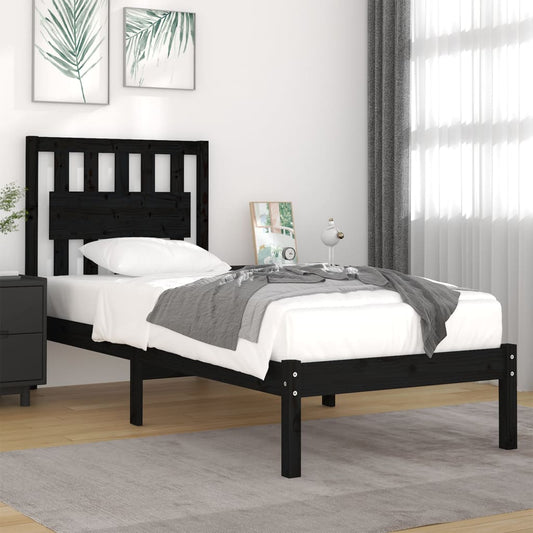 vidaXL Bed Frame Black Solid Wood Pine 90x200 cm