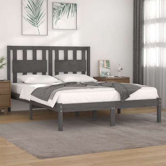 vidaXL Bed Frame Grey Solid Wood Pine 120x200 cm