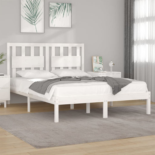 vidaXL Bed Frame White Solid Wood Pine 140x200 cm