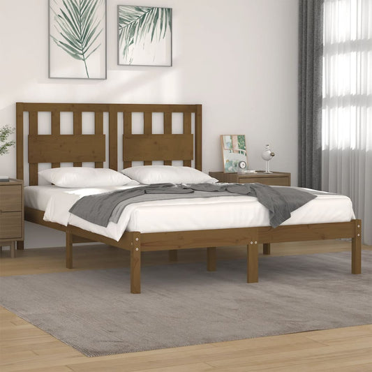 vidaXL Bed Frame Honey Brown Solid Wood Pine 140x200 cm