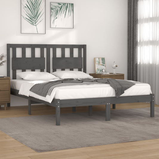 vidaXL Bed Frame Grey Solid Wood Pine 160x200 cm